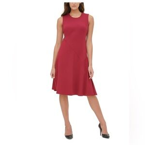 Tommy Hilfiger Womens Solid Jewel Neck rose Shift Dress